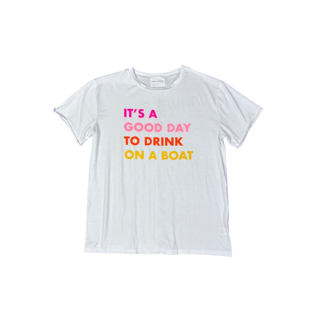 Drink On A Boat T-Shirt Panache Apparel Medium‎ Beach Resort Coastal Oversized